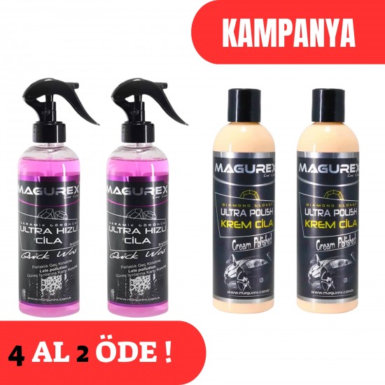 Seramik Kaplamalı Hızlı Cila 2 Adet + Krem Cila Ultra Polish 2 Adet ( 400 ML )