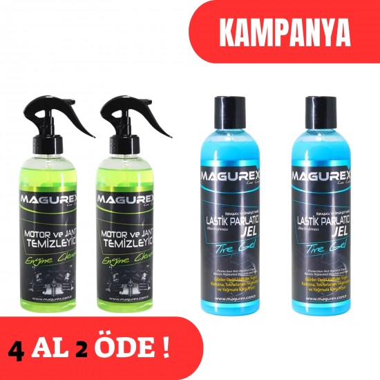 Motor Jant Temizleyicisi 2 Adet ( 400 ML ) + Lastik Parlatıcı Jel 2 Adet ( 400 ML )