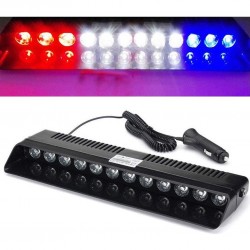 12 Ledli Kırmızı-Mavi-Beyaz Polis Çakar Lambası Vantuzlu Çakmaklık Girişi Uyumlu