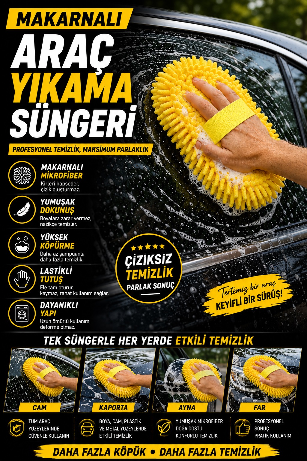 Makarnalı Araç Yıkama Süngeri