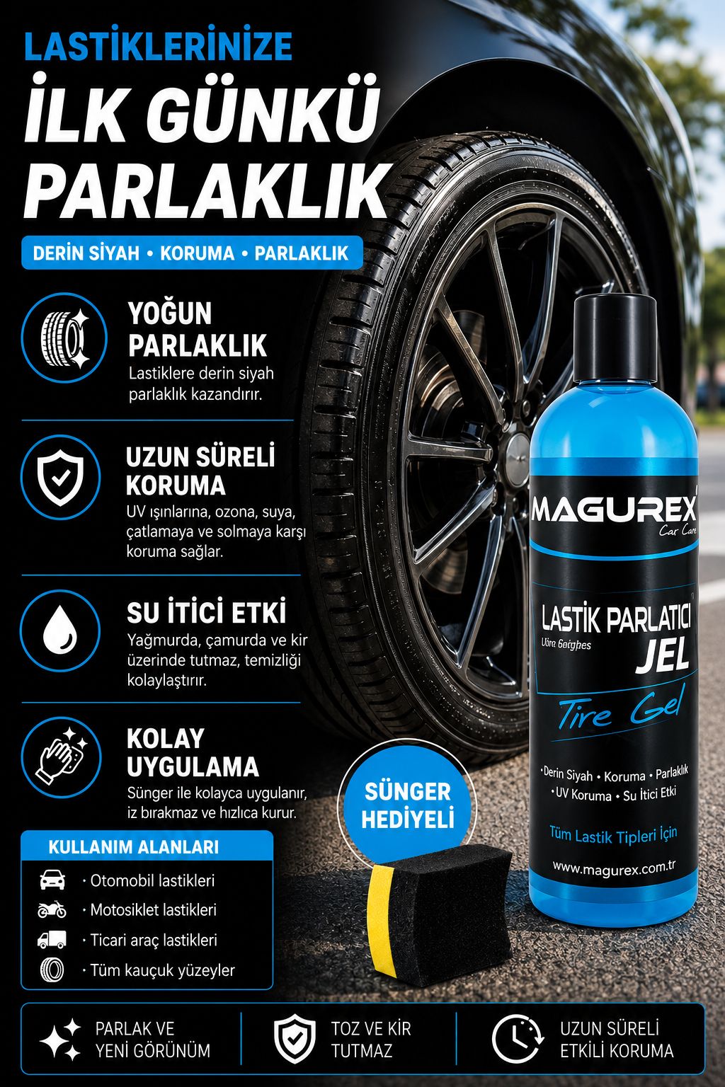 Lastik Parlatıcı Jel  Sünger Hediyeli