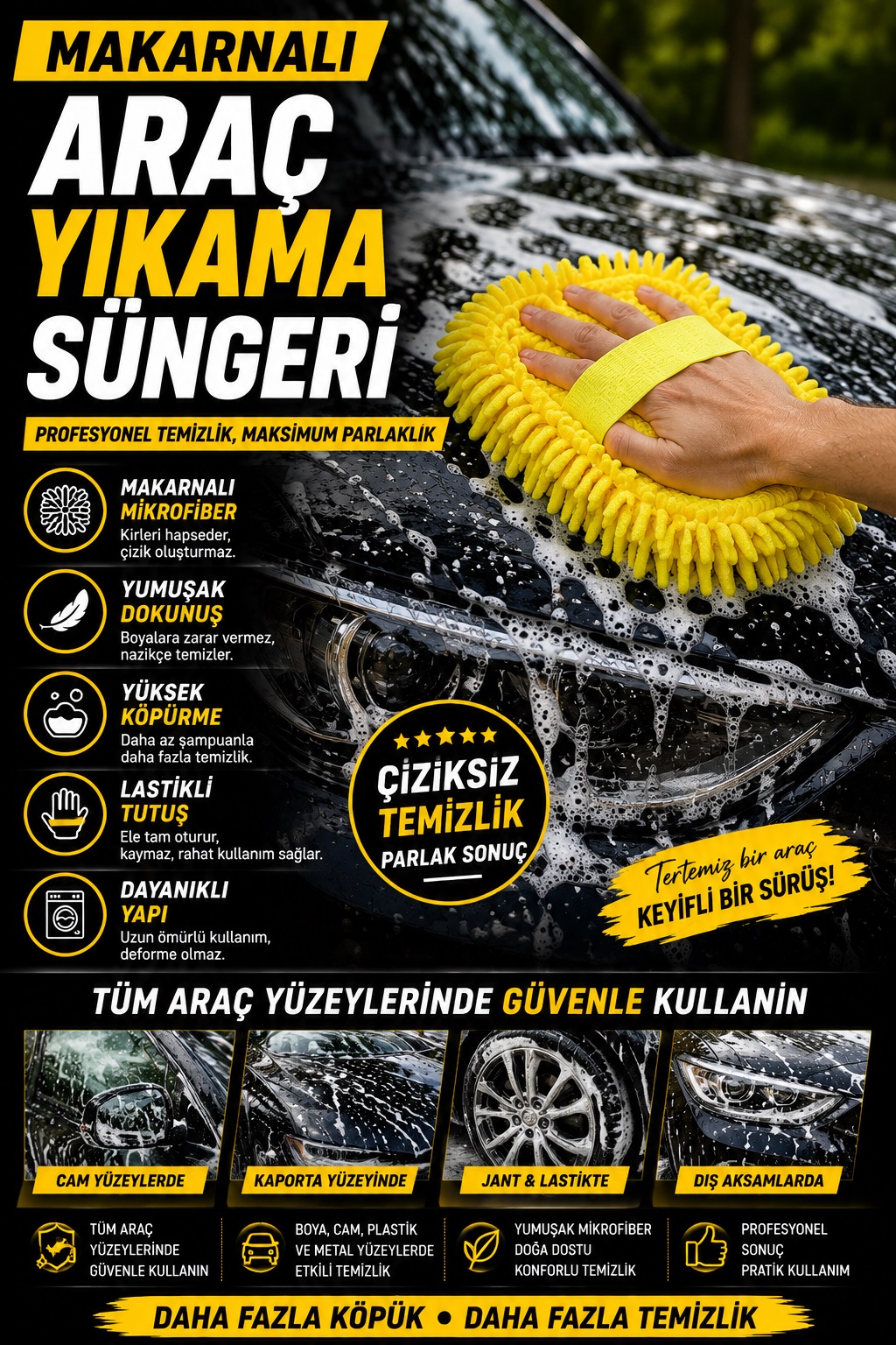 Makarnalı Araç Yıkama Süngeri