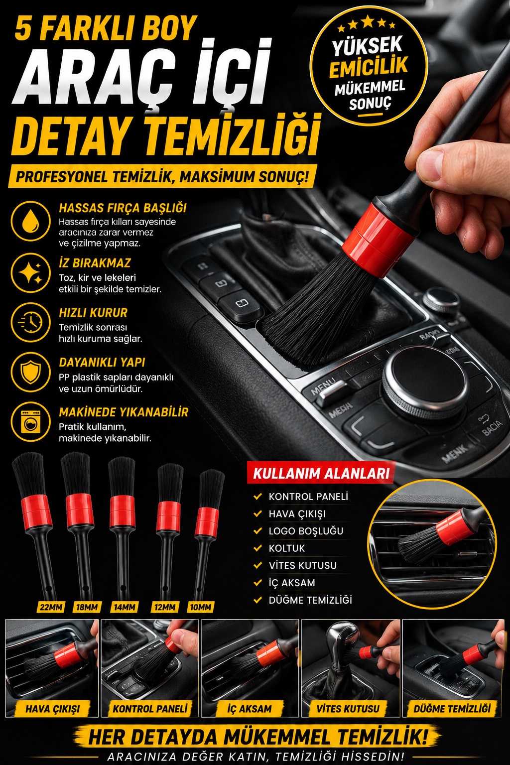 5li Detay Temizleme Fırçası