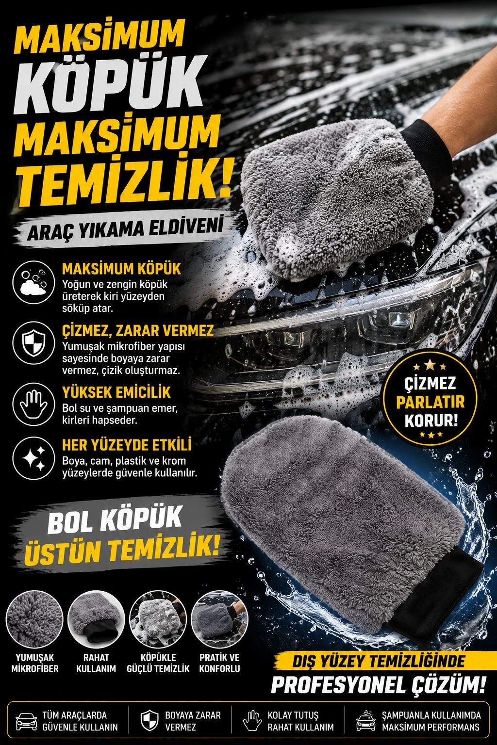 Mikrofiber Araç Yıkama Eldiveni