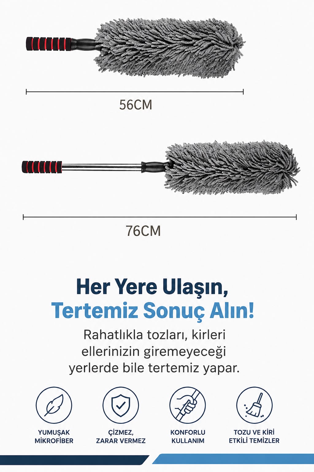 Profesyonel Jant Temizleme Fırçası Gri 76 cm