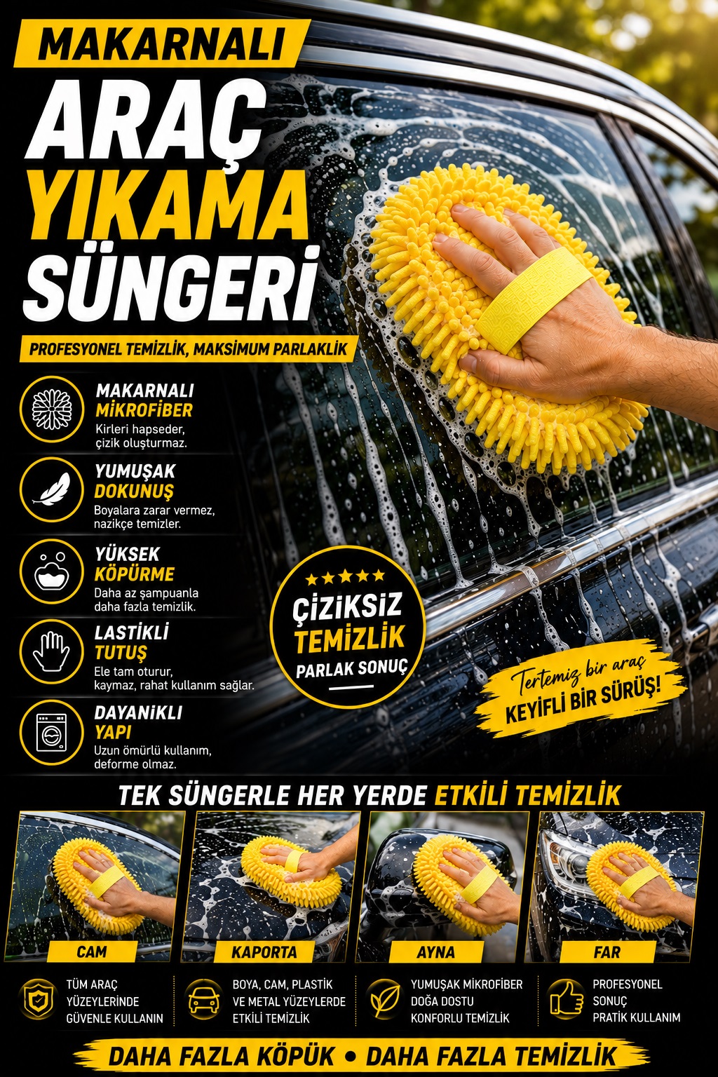 Makarnalı Araç Yıkama Süngeri